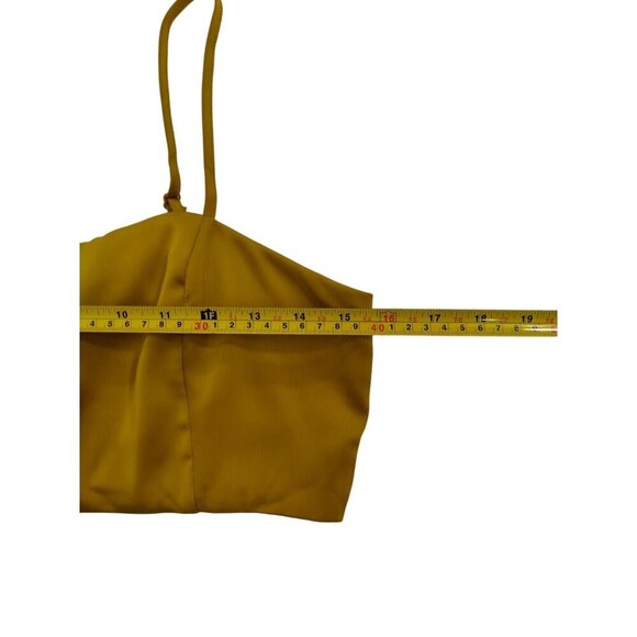 House Of Harlow Smocked Mustard Yellow Cropped Top With Adjustable Straps Size M - Picture 6 of 7